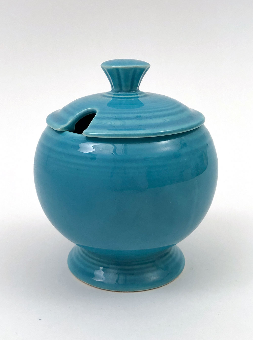 original turquoise vintage fiestaware pottery lidded marmalade jar